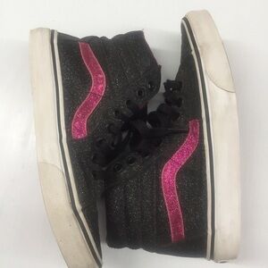 Vans Black & Pink Glitter Sneakers Size 5.5